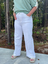 Load image into Gallery viewer, High waist ankle-length pants featuring silver accented studs
