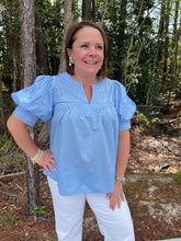 Load image into Gallery viewer, Lace Inset Puff Sleeve Top