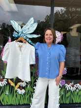 Load image into Gallery viewer, Solid textured short pleated sleeve top