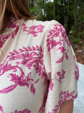 Load image into Gallery viewer, Bell Sleeve Elastic Waist Print Dress with pockets