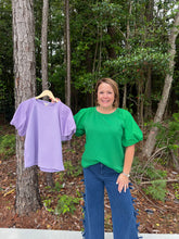 Load image into Gallery viewer, Embossing textured top with and short balloon sleeves