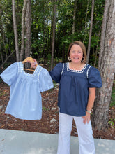 Load image into Gallery viewer, Puff Sleeve Square Neck with Trim Detail