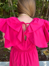 Load image into Gallery viewer, Double Ruffle Sleeve Fit and Flare Dress