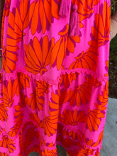 Load image into Gallery viewer, Bold Tropical Smocked Tiered Midi Dress