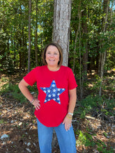 Load image into Gallery viewer, Sequin Star Graphic Crewneck T Shirt