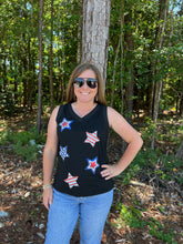 Load image into Gallery viewer, Sequin Star Patched V Neck Tank Top