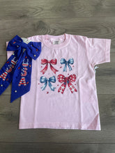 Load image into Gallery viewer, Avery's Accents Bow Patriotic Youth Tee