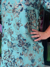 Load image into Gallery viewer, Floral Jacquard Seafoam Dress with Scalloped Edges
