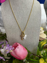Load image into Gallery viewer, Rhinestone Cross and Enamel Heart Necklace