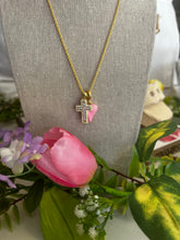 Load image into Gallery viewer, Rhinestone Cross and Enamel Heart Necklace