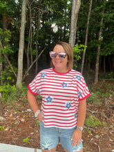 Load image into Gallery viewer, Patriotic Sequin Star Stripe Top