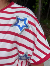 Load image into Gallery viewer, Patriotic Sequin Star Stripe Top