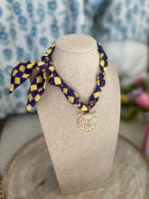Load image into Gallery viewer, LSU Gameday Scarf Necklace with Tiger Pendant
