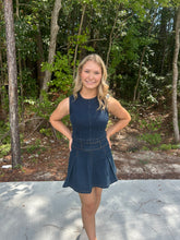 Load image into Gallery viewer, Stretch Denim Sleeveless Cropped Top and Skirt Set