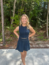 Load image into Gallery viewer, Stretch Denim Sleeveless Cropped Top and Skirt Set