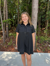 Load image into Gallery viewer, Button Down Bold Contrast Stitching Shirt Dress
