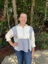 Load image into Gallery viewer, Half Sleeve Mixed Stripe Top