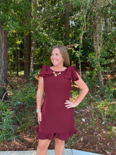 Load image into Gallery viewer, Dramatic Layered Puff Sleeves Boat Neckline Dress