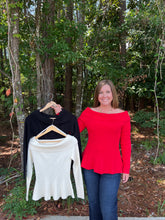 Load image into Gallery viewer, Long Sleeve Off Shoulder Peplum Sweater Top