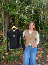 Load image into Gallery viewer, Ribbon Embroidered Long Sleeve Mesh Top