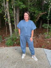 Load image into Gallery viewer, Solid Flowy Top With Elastic Waist Band Pants Set