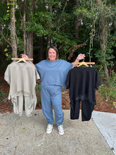 Load image into Gallery viewer, Solid Flowy Top With Elastic Waist Band Pants Set