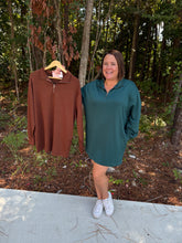 Load image into Gallery viewer, Double Knit Half Zip Up Long Sleeve Mini Dress