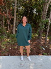 Load image into Gallery viewer, Double Knit Half Zip Up Long Sleeve Mini Dress