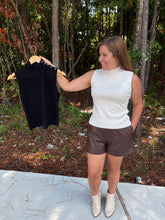 Load image into Gallery viewer, Pearl Point Mock Neck Sleeveless Sweater Top