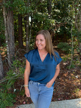 Load image into Gallery viewer, V Neck Placket Shirring Top