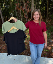 Load image into Gallery viewer, Round Neck Blouse with Back Keyhole Button