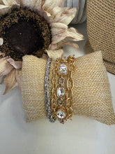 Load image into Gallery viewer, Gold and Silver Layered Bracelet Set with Crystals