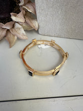 Load image into Gallery viewer, Textured Gold With Rectangle Crystals Bracelet