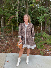 Load image into Gallery viewer, Leopard print quarter sleeve dress with ruffle bottom