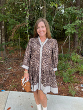 Load image into Gallery viewer, Leopard print quarter sleeve dress with ruffle bottom