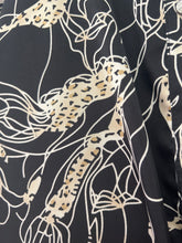 Load image into Gallery viewer, T21389 Satin printed half sleeve collared button up top featuring puff sleeves.