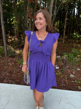 Load image into Gallery viewer, Front V Neck With Tie Detail Smocked Waist Dress