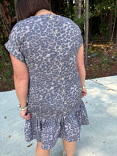 Load image into Gallery viewer, Folded Cuff Drop Sleeve Leopard Print Mini Dress