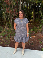 Load image into Gallery viewer, Folded Cuff Drop Sleeve Leopard Print Mini Dress