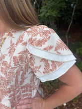 Load image into Gallery viewer, Fern Print Back Gathers Detail Puff Sleeves Dress