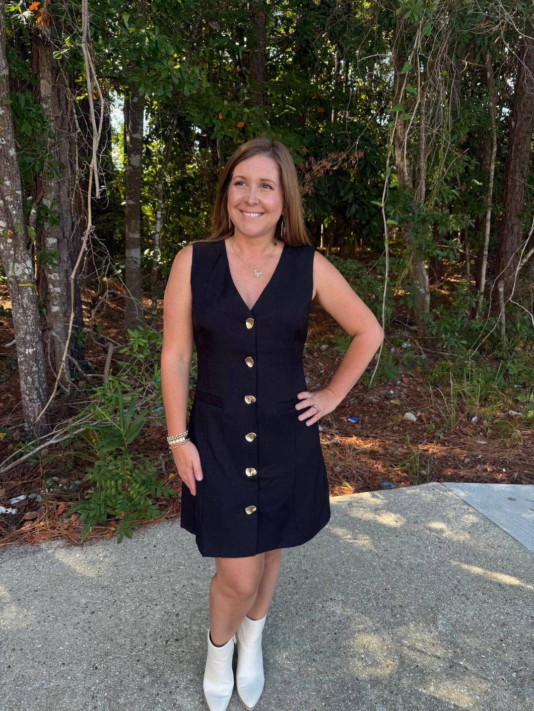 V Neck sleeveless Waistcoat Mini Dress