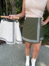 Load image into Gallery viewer, Solid high waist embroidered wrap skort
