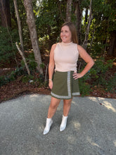 Load image into Gallery viewer, Solid high waist embroidered wrap skort