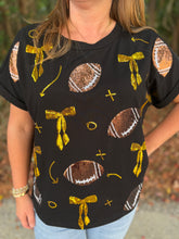 Load image into Gallery viewer, Bows and footballs Sequin top