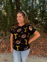 Load image into Gallery viewer, Bows and footballs Sequin top