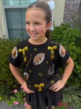 Load image into Gallery viewer, Youth Bows and footballs Sequin Top