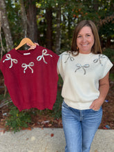 Load image into Gallery viewer, Sequin Bow Knit Sweater Vest