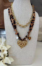 Load image into Gallery viewer, Animal Print Heart Scarf Necklace with Chain