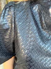 Load image into Gallery viewer, Faux Leather Smocked Hem Textured Top