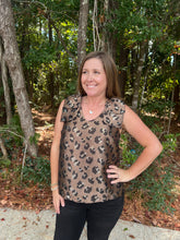Load image into Gallery viewer, Leopard print sleeveless top featuring layered flap shoulder detail